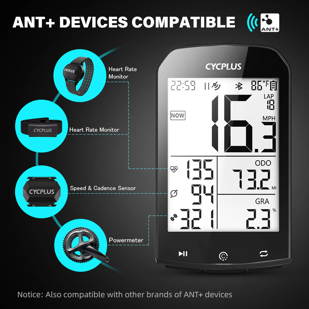 CYCPLUS Bike Computer M1 + Front Mount Z1 + C3 Bike Speed & Cadence Sensor - Image 6